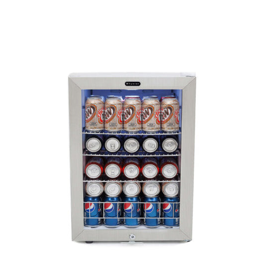 Whynter Beverage Refrigerator With Lock – Stainless Steel 90 Can Capacity -BR-091WS