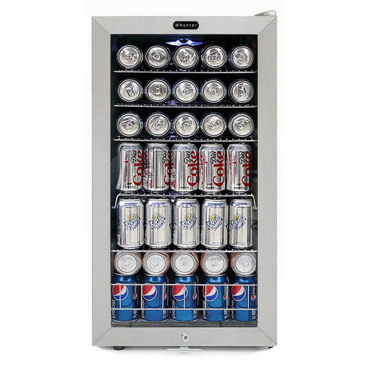 Whynter Beverage Refrigerator With Lock – Stainless Steel 120-Can Capacity - BR-128WS