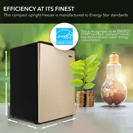 Whynter 2.1 cu.ft Energy Star Upright Freezer with Lock in Rose Gold -  CUF-210SSG
