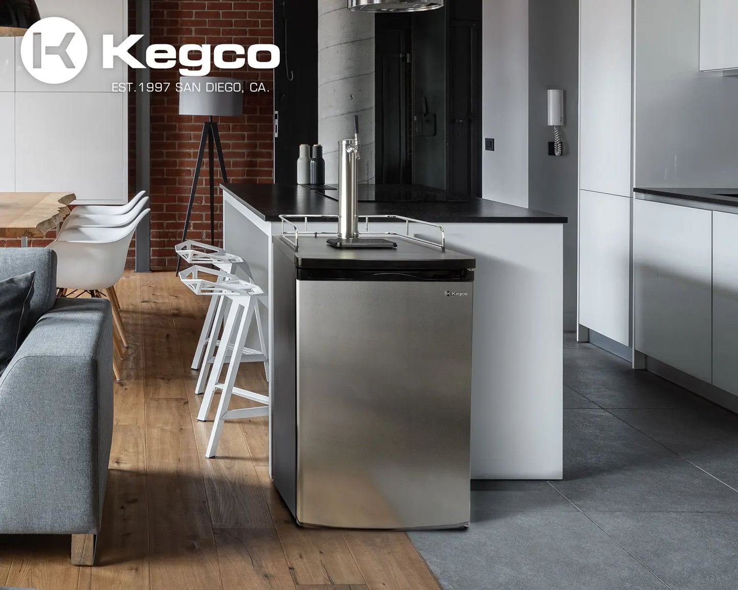 Kegco 20" Wide Single Tap Stainless Steel Kegerator - K199SS-1NK