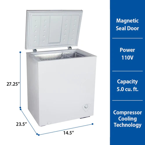 Koolatron Compact Chest Freezer, 5.0 cu ft (155L), White - KTCF155