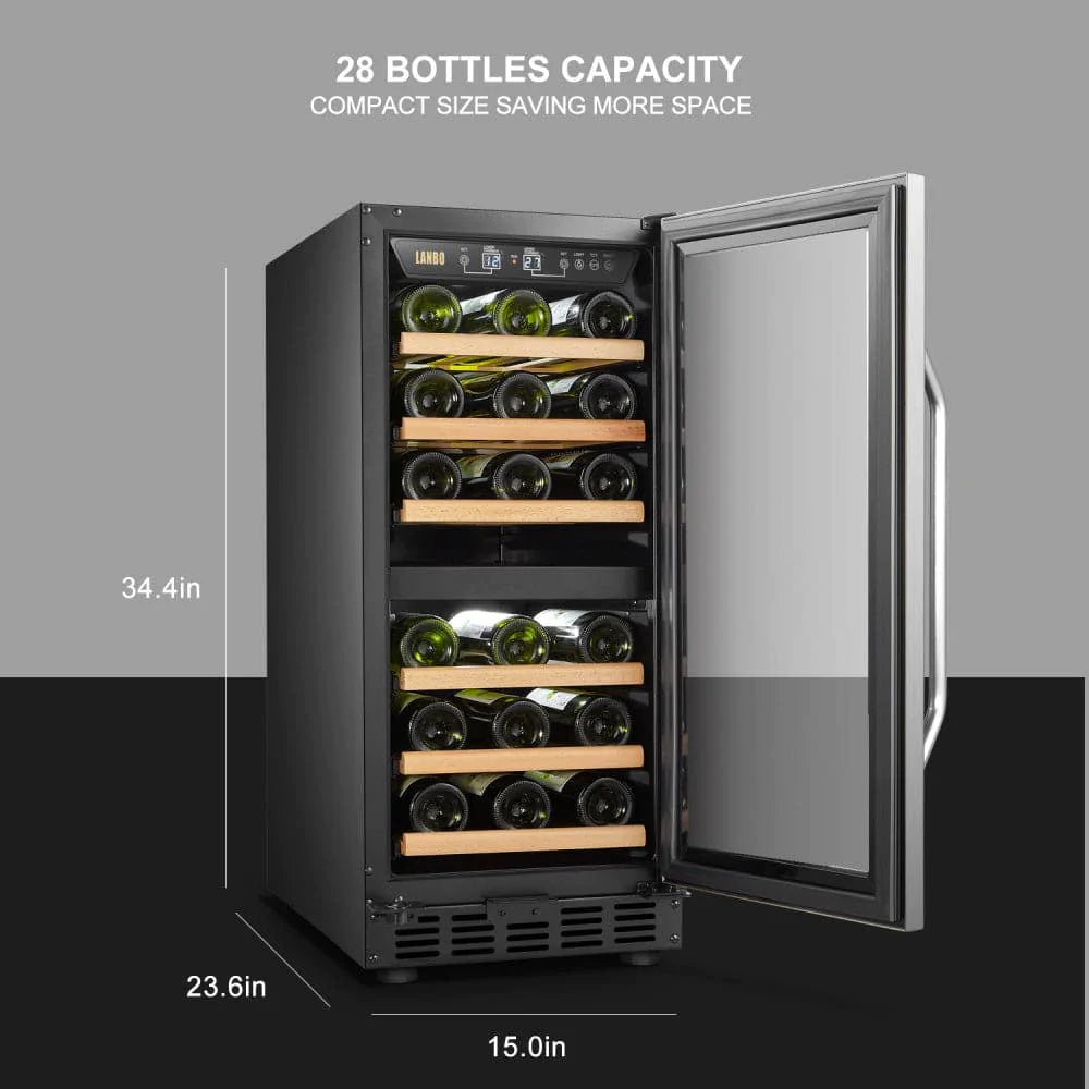 Lanbo 28 Bottle Dual Zone Wine Cooler - LW28D