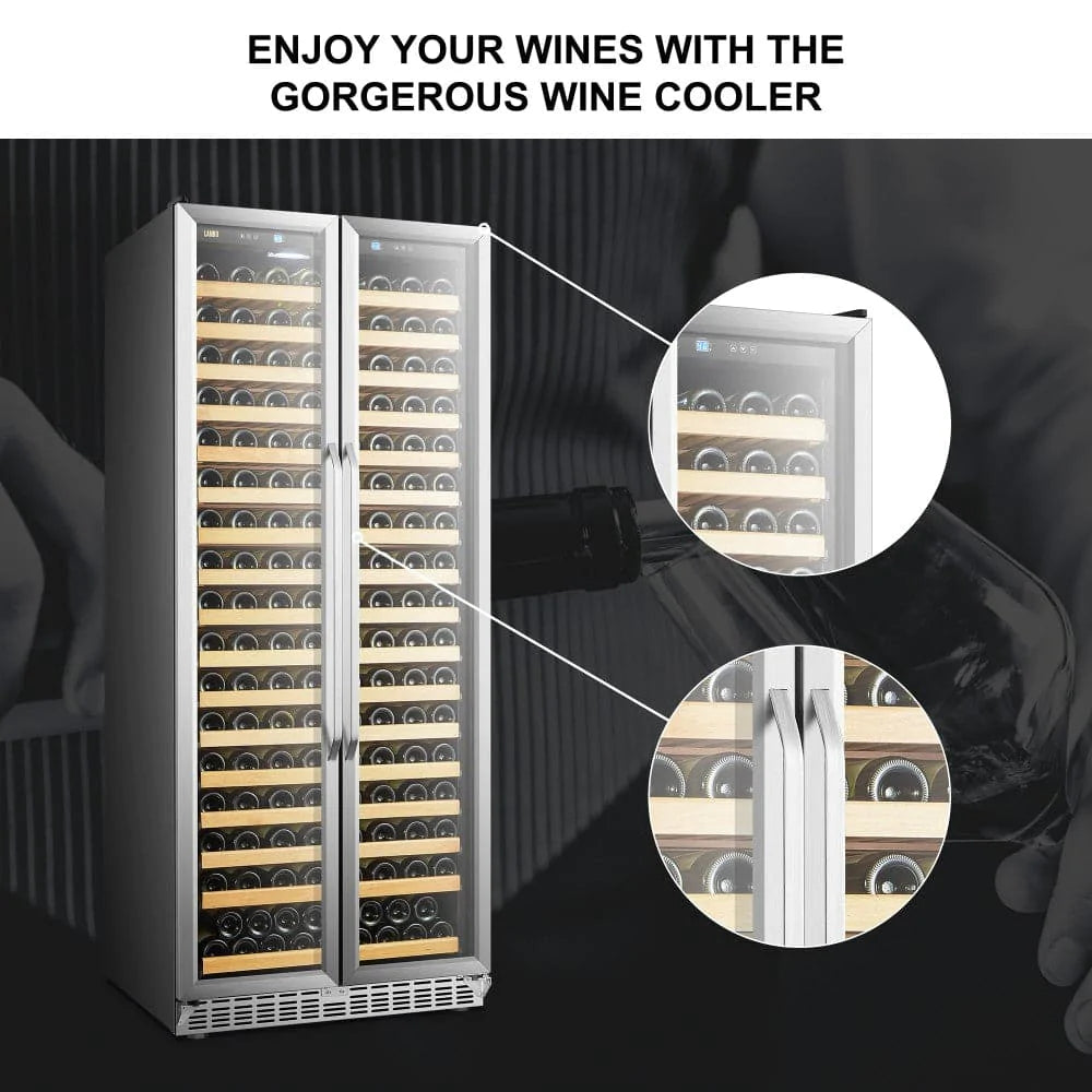 Lanbo Black Dual Zone Wine Cooler French Doors 287 Bottle Capacity - LW328DD