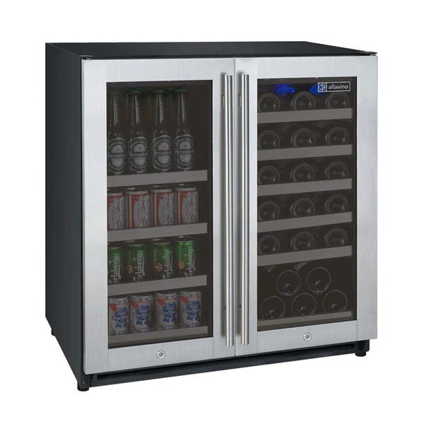 Allavino 30 Wide 30 Bottle/88 Can Dual Zone Wine Refrigerator/Beverage Center - VSWB30-2SF20