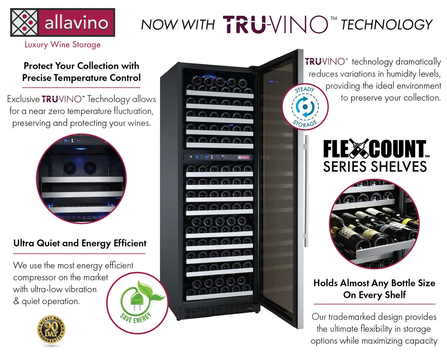 Allavino 24" Wide 172 Bottle Dual Zone Stainless Steel - YHWR172-2RS20