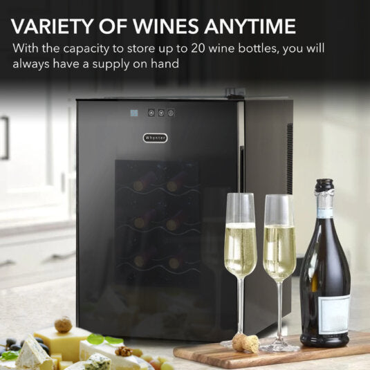 Whynter 20 Bottle Thermoelectric Wine Cooler with Mirror Glass Door -  WC-201TD