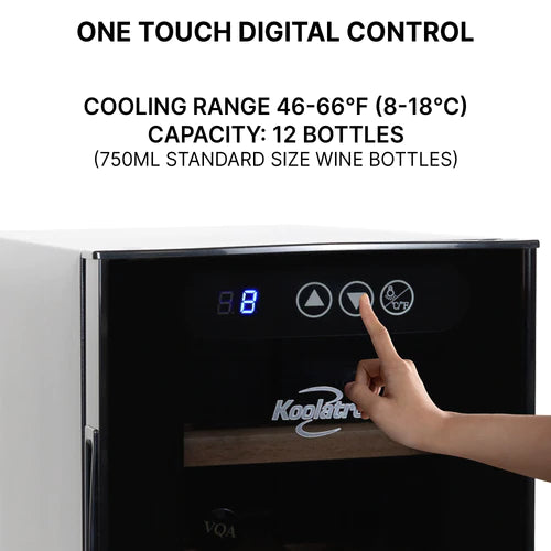 Koolatron Deluxe 12 Bottle Wine Cooler with Beech Wood Racks, Black - WC12-35D