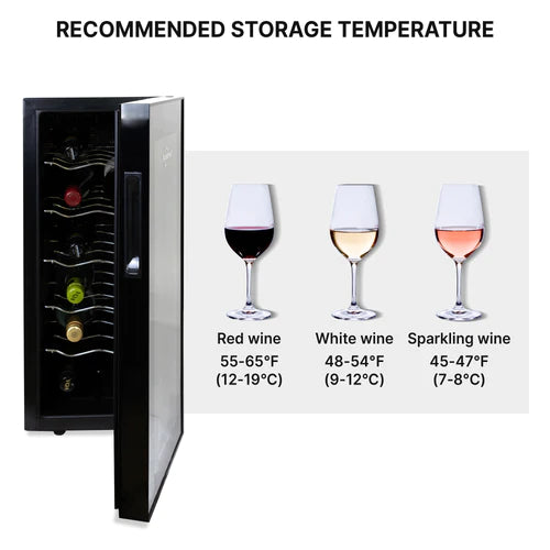 Koolatron 12 Bottle Wine Cooler, Black, Thermoelectric Wine Fridge - WC12 MG