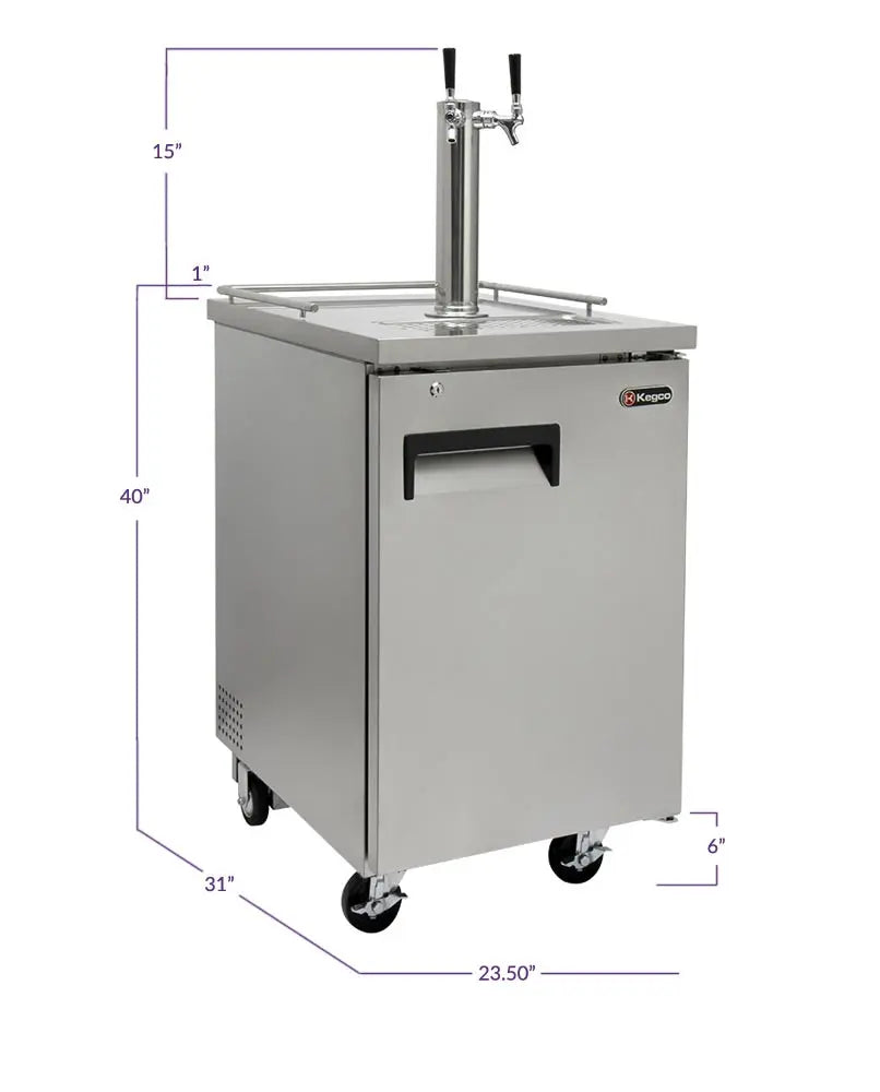 Kegco 24" Wide Dual Tap Commercial Kegerator - ICXCK-1S-2