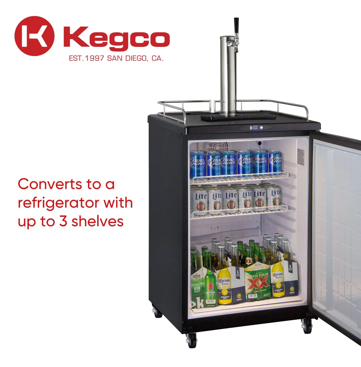 Kegco 24" Wide Single Tap Black Commercial/Residential Kegerator - Z163B-1NK