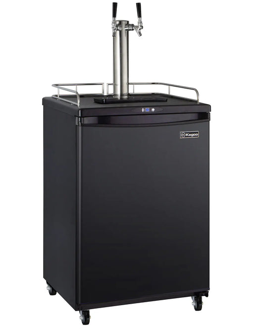 Kegco 24" Wide Dual Tap Black Commercial/Residential Kegerator - ICZ163B-2NK